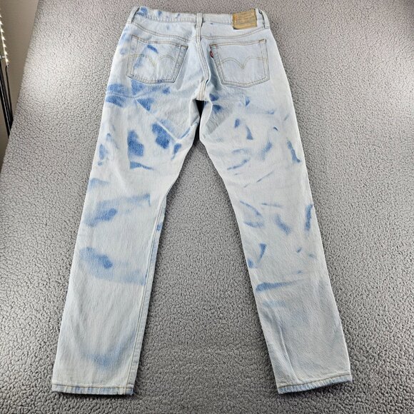 Levis Jeans Women 29x30 Blue 501 Skinny Premium High Rise Bleach Dyed Button Fly - Picture 13 of 16